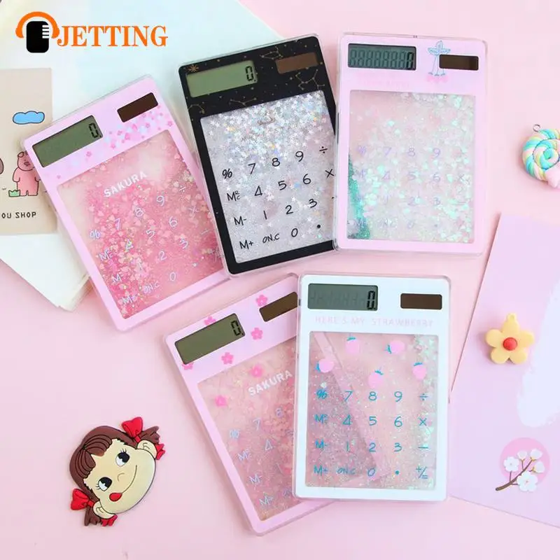 Creative Quicksand Cute Calculator Transparent Calculator Solar Energy Calculator Student Portable Touch Mini Solar Calculator