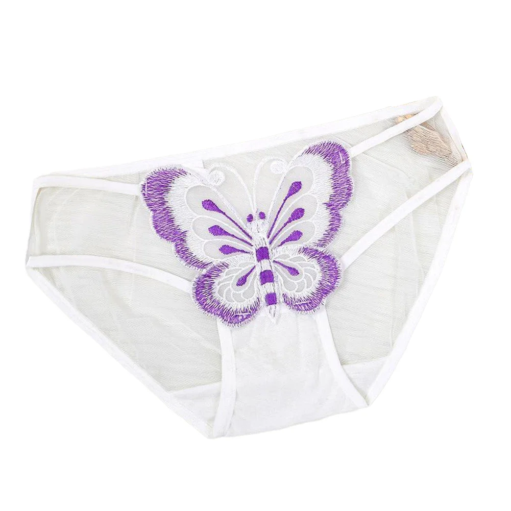 

Sexy Women Briefs Butterfly Embroidery Mesh Panties Ultra-thin Transparent Knickers Exquisite Lingerie Breath Erotic Underwear