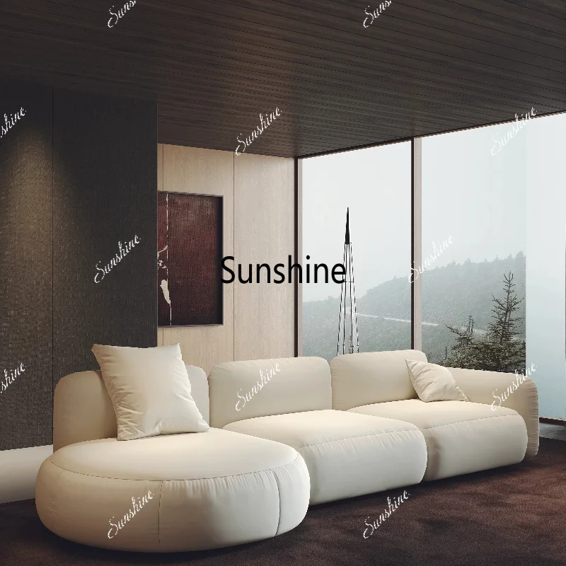 Cream wind straight row sofa corner without armrests princess sitting area reception