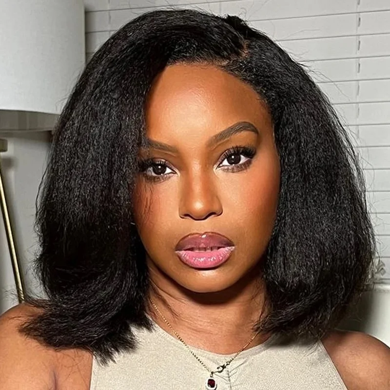 10A Кудрявый прямой парик из человеческих волос 6x4 Парики из натуральных волос на шнуровке Парики из натуральных волос для чернокожих женщин Яки Прямой парик из человеческих волос Бесклеевой