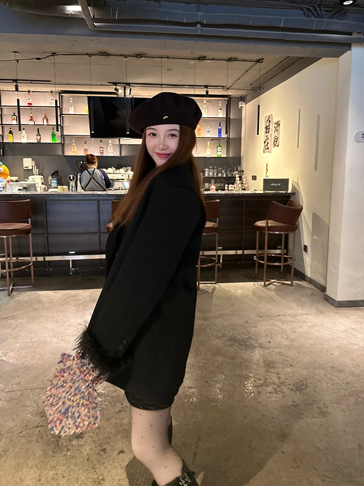 

Повседневный свободный женский костюм Bla: дизайнерский шик, весна 2024, полиэстер, длинный рукав, для работы и повседневной носки