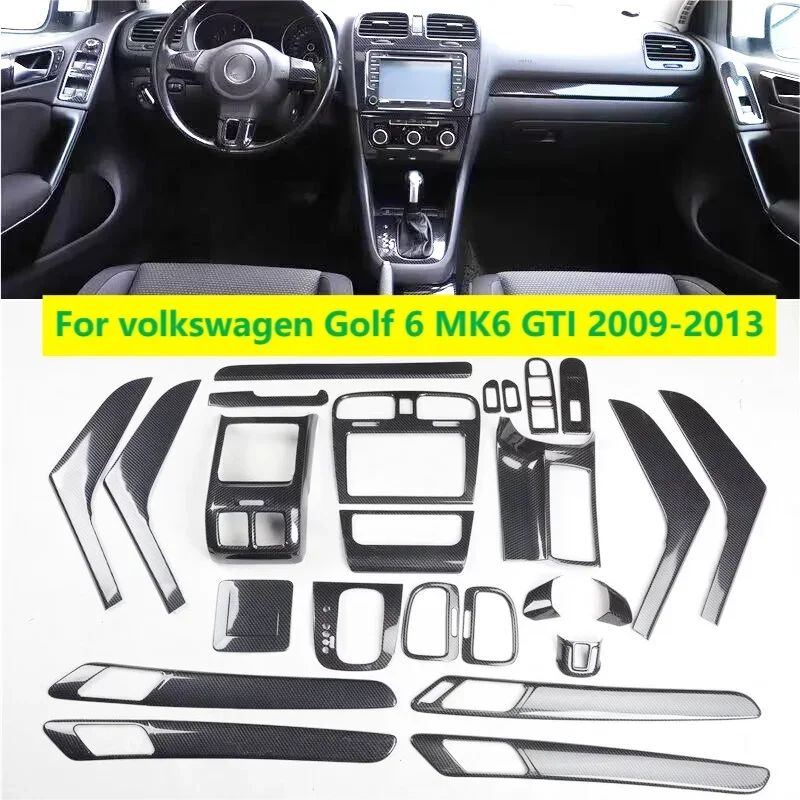 Kit d'accessoires de console centrale en fibre de carbone souple, garniture de couverture intérieure, kit complet pour volkMillenGolf 6 MK6 GTI 2009-2013