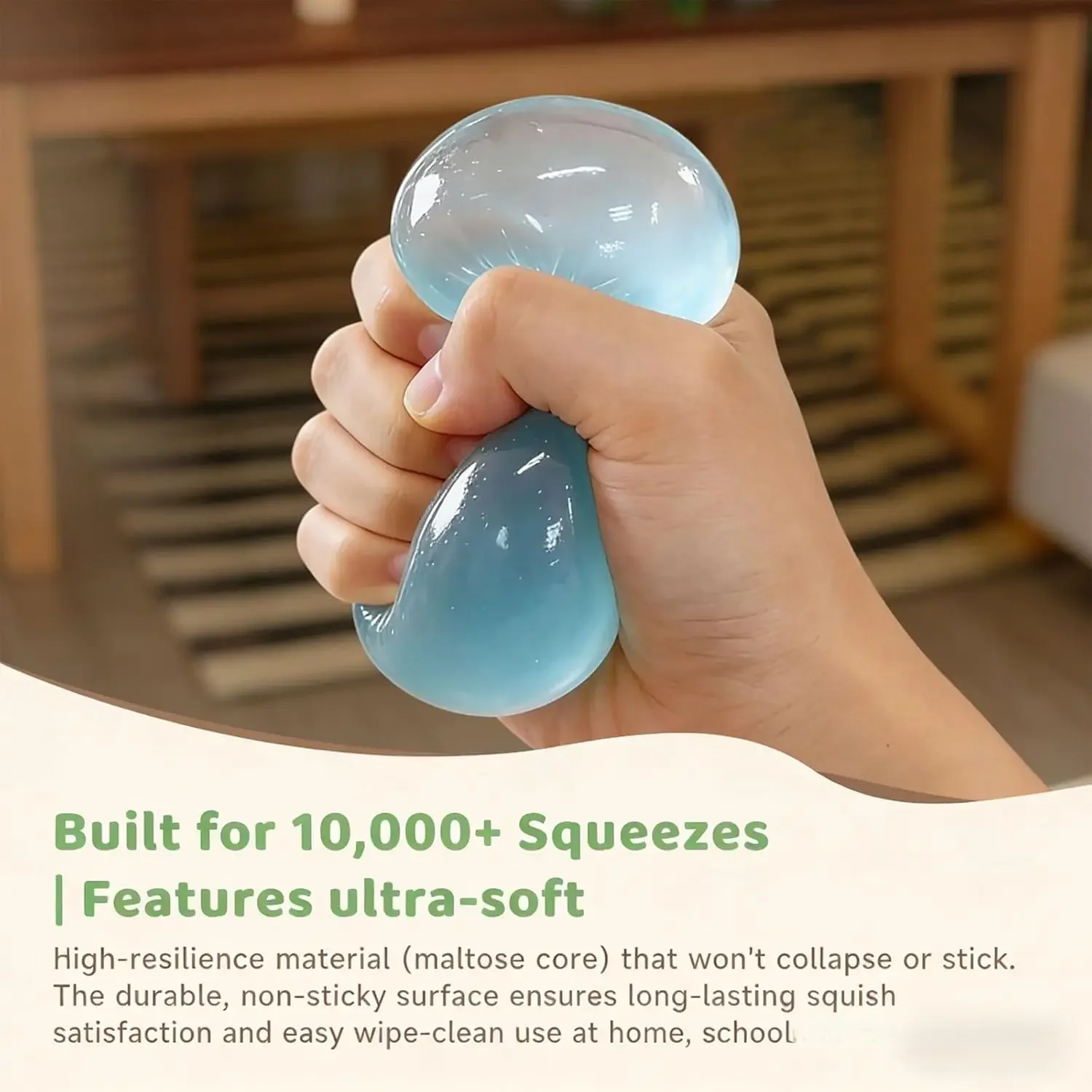 Juguete Blandito de Maltosa, Lindo Mochi Antiestrés, Juguete Sensorial Suave, Bola Transparente Azul Simulada, Juguete de Descompresión de Rebote Rápido