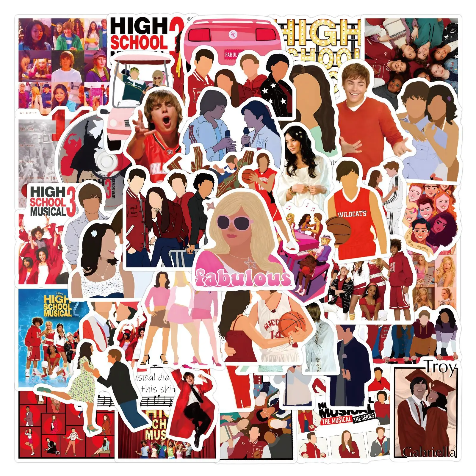 10/30/55PCS High School Musical Stickers Funny Movie Decals Scrapbook Luggage Laptop Guitar Bike Skateboard Cartoon Sticker Toy