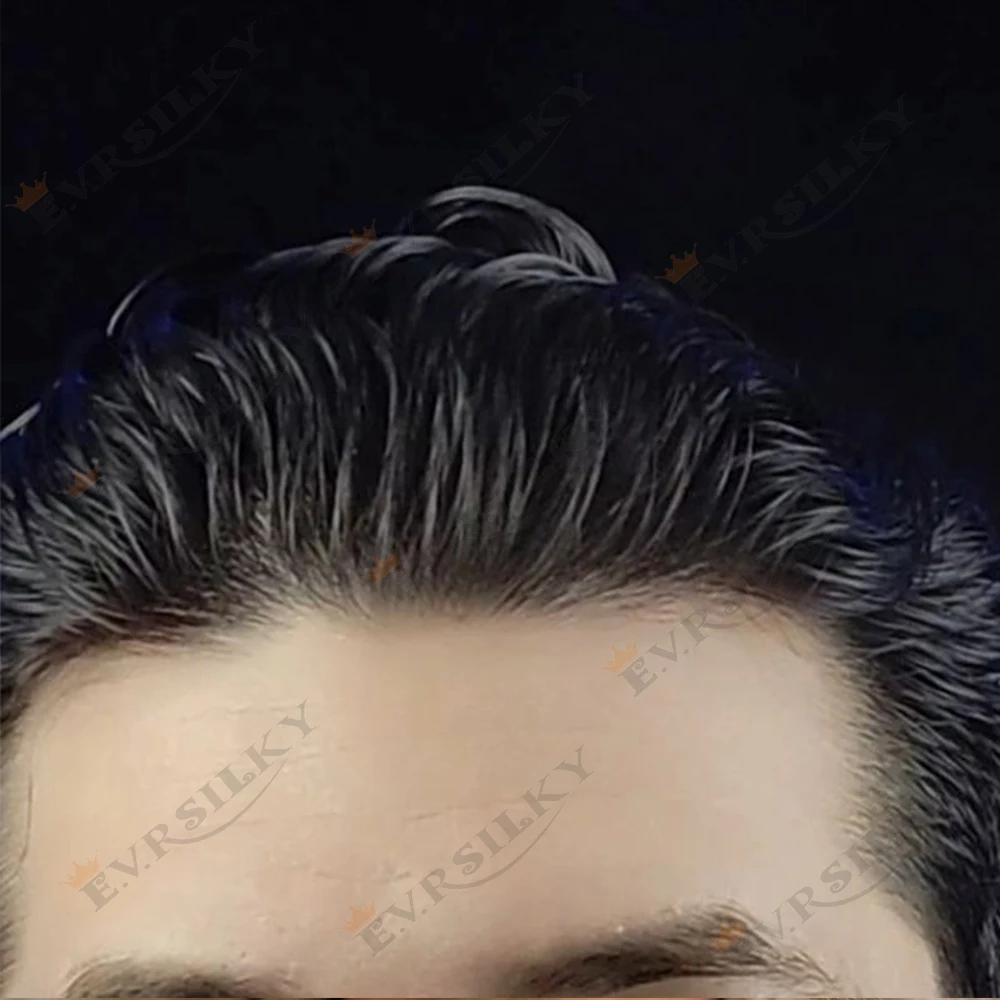 

Натуральная линия волос Прочный 0,1 мм Инъекционный микрокожа Тонкий Коричневый Черный Серый 1B40 1b50 1B80 1B65 Мужской парик Человеческие волосы Capillar Pros