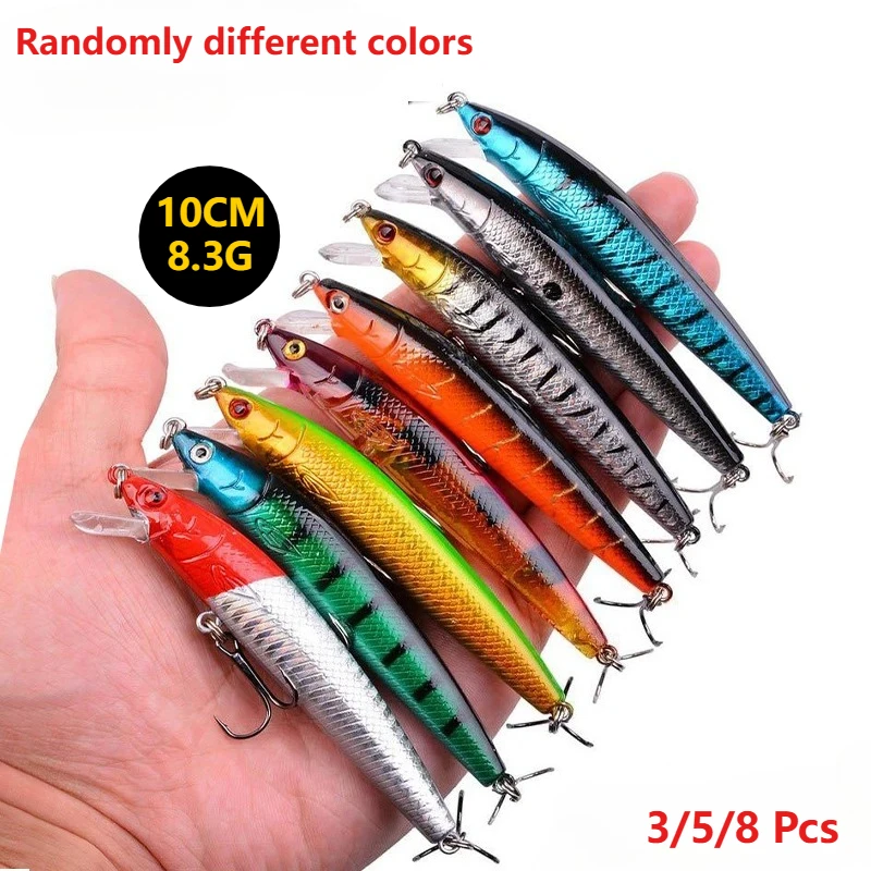 مجموعة طُعم صيد أسماك عشوائي، مقاس 10 سم/8.3 جرام لويا مع خطافات مزدوجة، طُعم صناعي صلب، ملحقات معدات صيد الأسماك #1