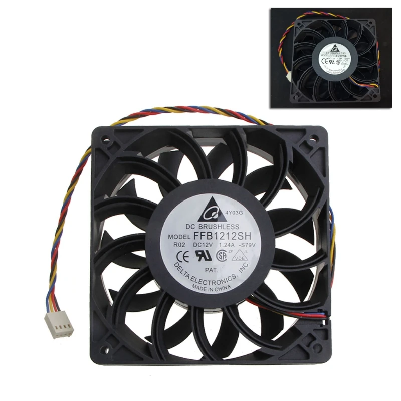 

for DC Brushless Fan FFB1212SH 12CM Cooling Fan 120mm DC12V 1.24A Cooling Fan 120x120x25mm 4P Ball Bearing 3700