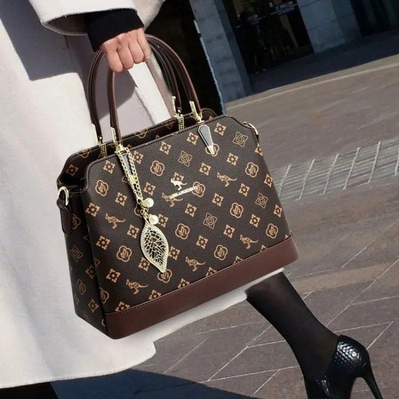 

Stylish Diaper Bag Elegant Leather Shopper Unique Square Shape High-End Designer Look Large Capacity For Baby And Mom