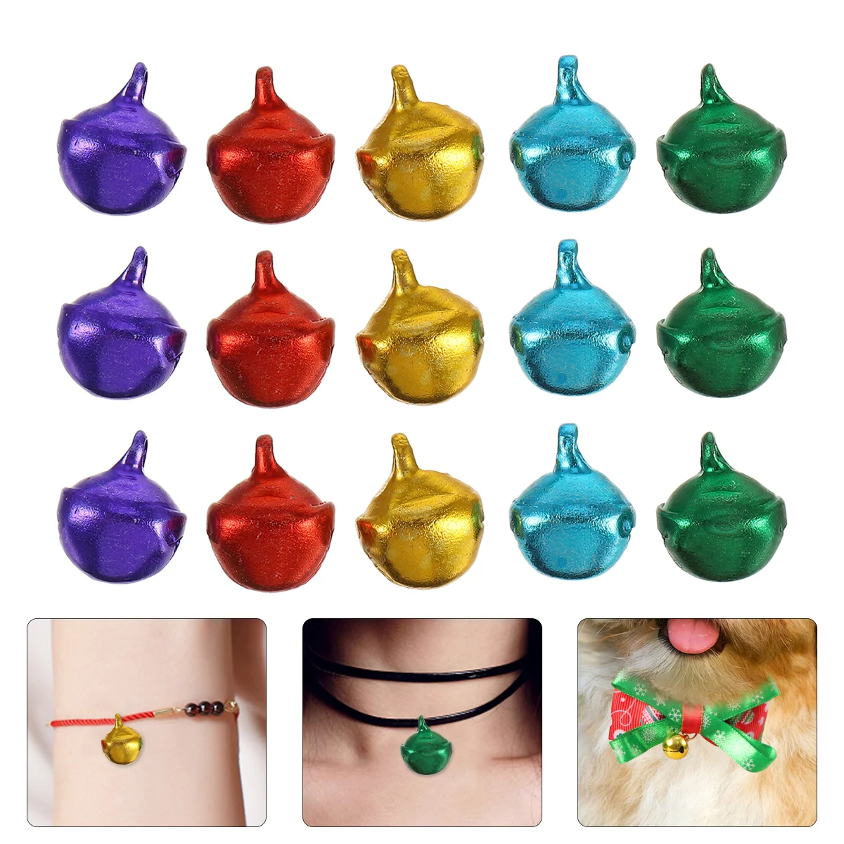 

300 Pcs Christmas Mixed Color Metal Bells Jingle DIY Craft Loose Beads Aluminum for