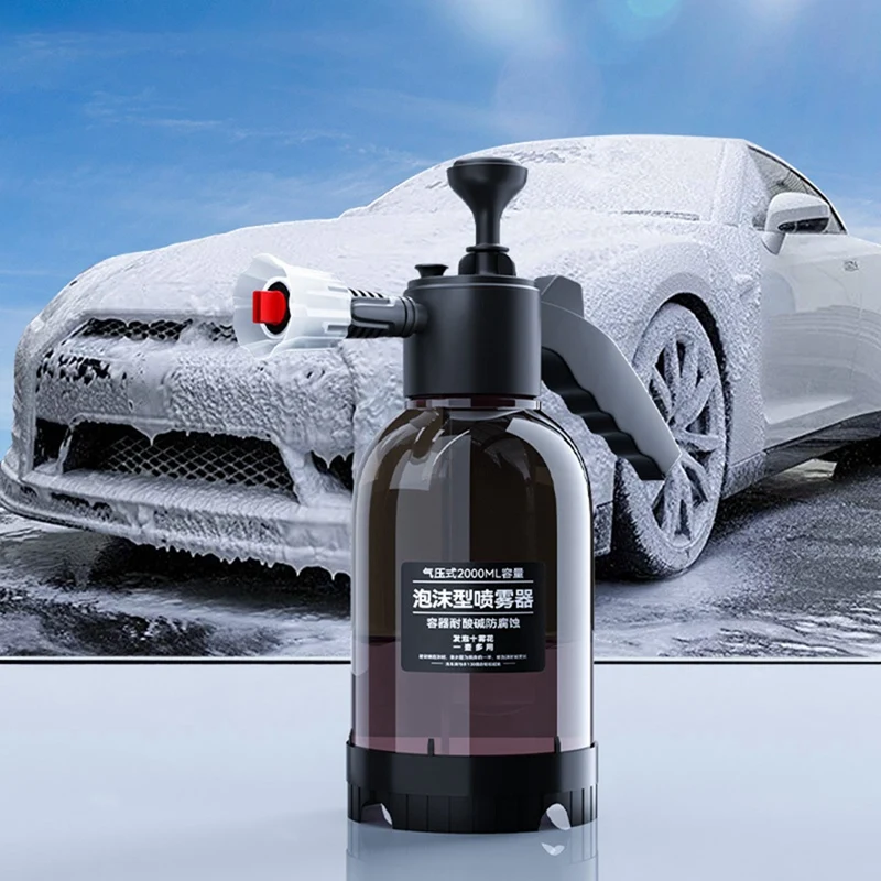 2L Hand Pump Foam Sprayer Pneumatic Washer Foam Snow Foam High Pressure Car Wash Spray Bottle For Car Home Cleaning