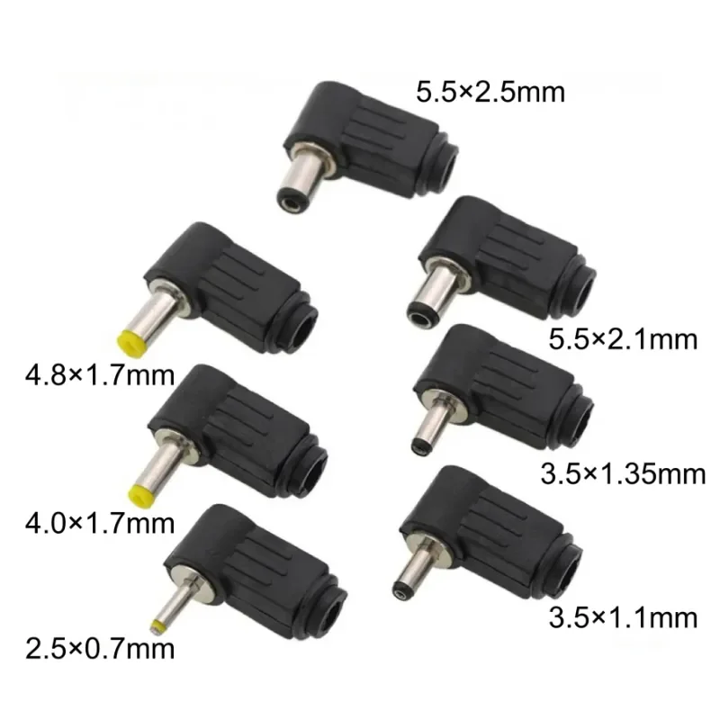 1/2/5Pcs DC Power Male Plug Welding Connector 90 Degree Right Angle 2.5x0.7 3.5x1.1 3.5x1.35 4.0x1.7 4.8x1.7 5.5x2.1 5.5x2.5 mm