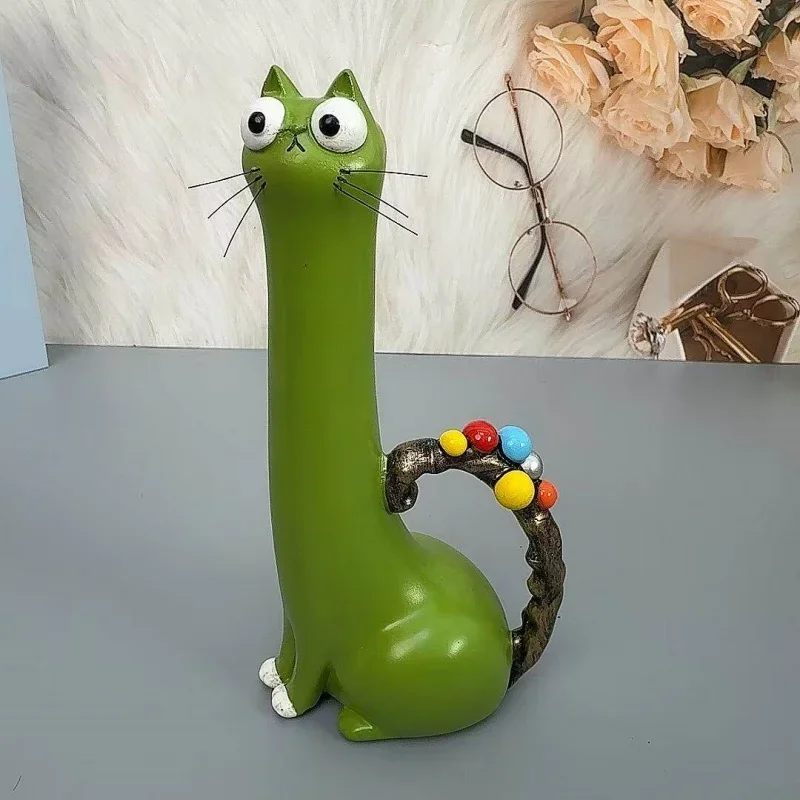 Cute Cat Shaped Flower Vase for Home Decor Resin Cartoon Planter for Artificial Flowers Unique Cat Lover Gift for Living Room