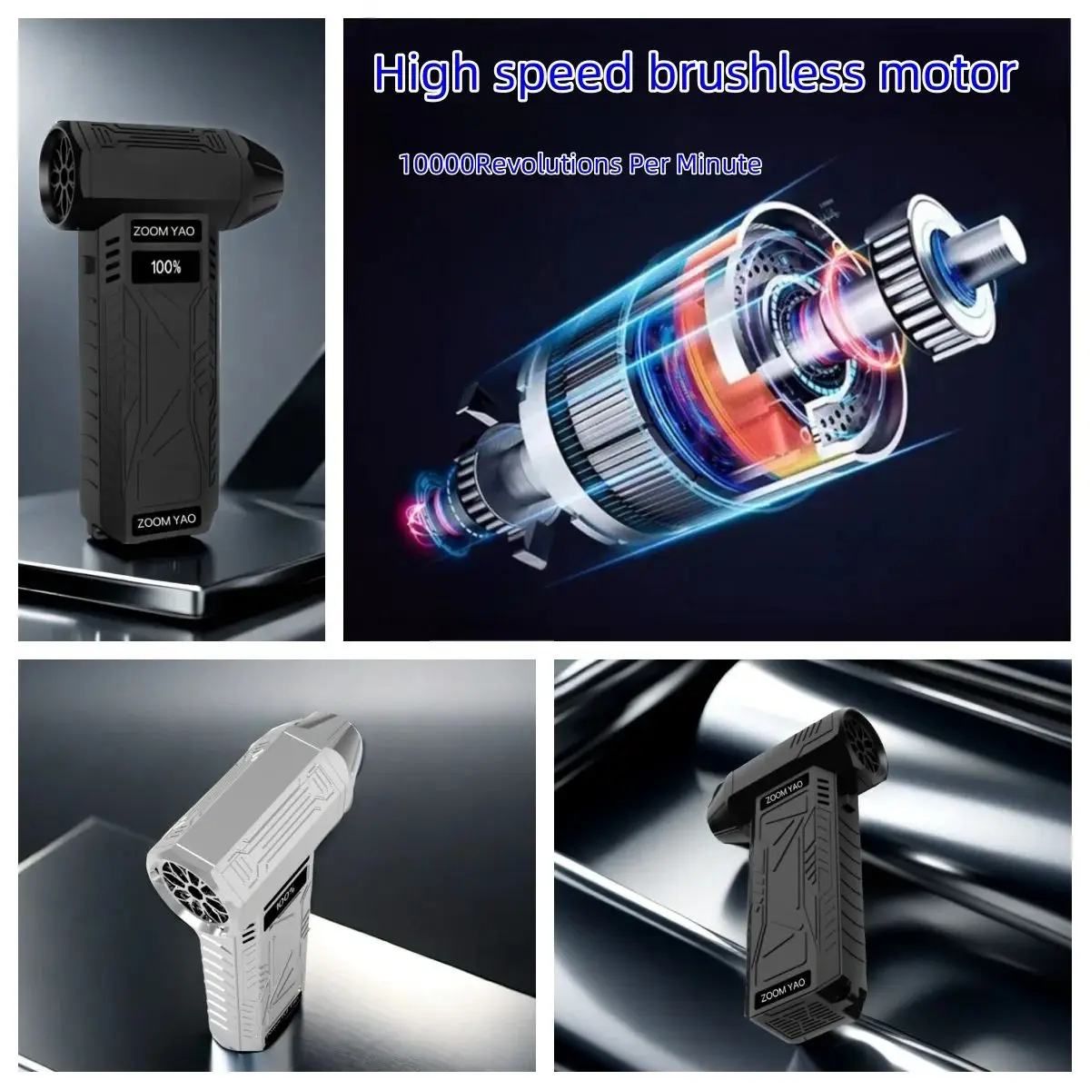 Ventilador violento turbo portátil inalámbrico de alta velocidad, motor sin escobillas, barbacoa para acampar, asistencia de combustión, eliminación de polvo