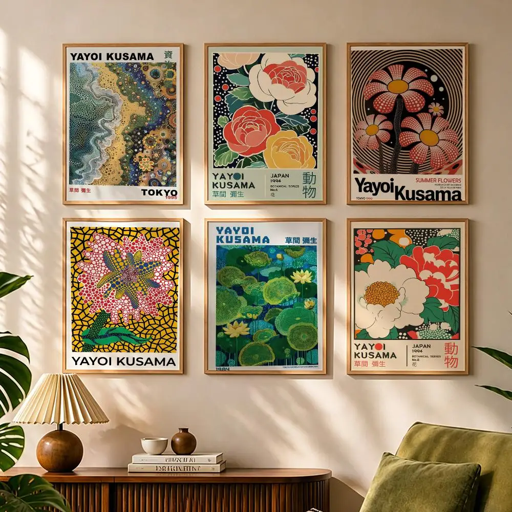 Artist K-Kusama Yayoi Flower Painting Calligraphy Canvas HD Poster Waterproof Fade Resistant Wall Art Print for Home Decor
