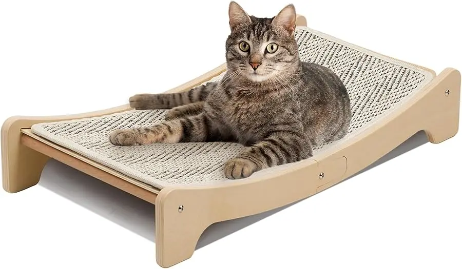 

PETKARAY Sisal Cat Scratching Board, Curved Sisal Cat Scratcher, Large Indoor Kitty Scratch Pad, Heavy Duty Arc Lounge Bed for K