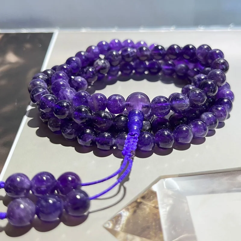 

Live Supply Longma Jewelry Natural Amethyst108Buddha Bead Bracelet for Men and Women Necklace8mmAmethyst