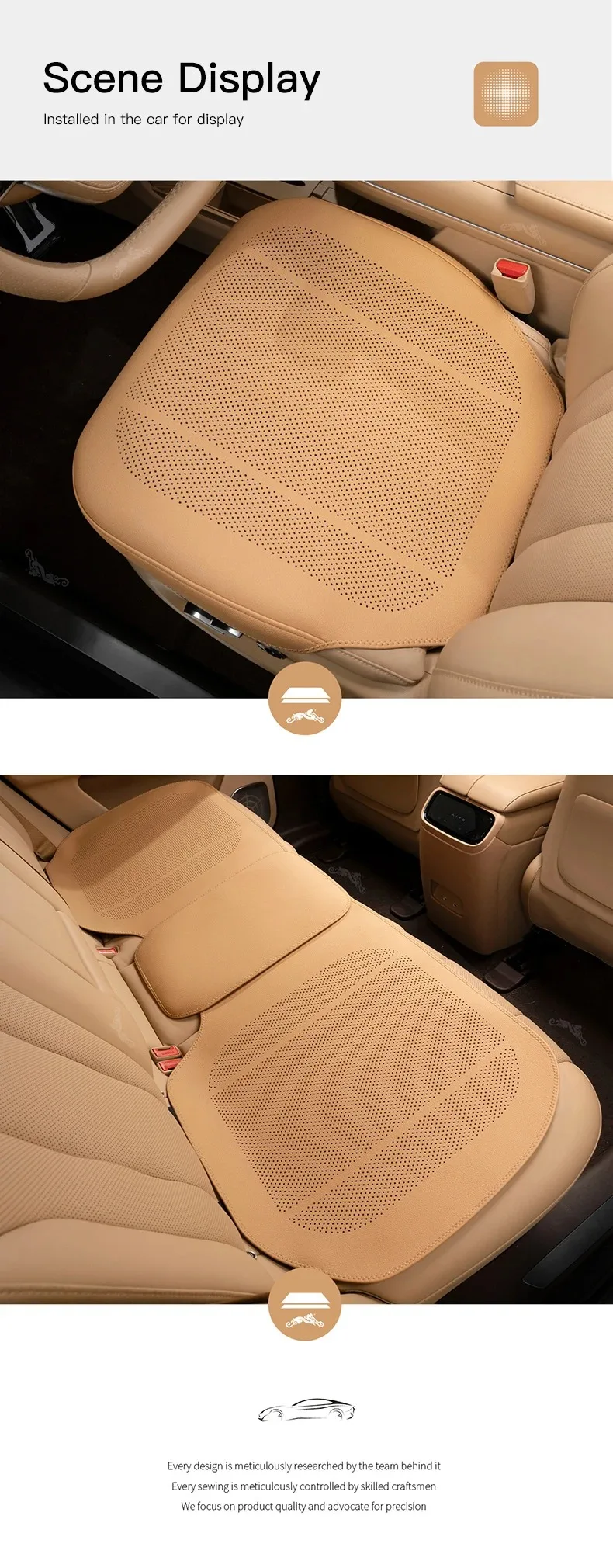 Autositzkissen aus Nappaleder, rutschfest, Ganzjahres-Autokissen für Genesis G70 G80 G90 GV60 GV70 GV80 GV90 GV80 Coupe – Detail 10