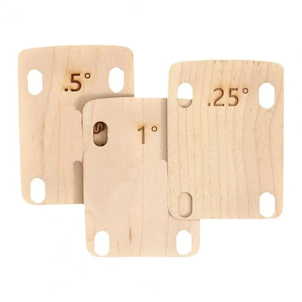 3Pcs 0.25/0.5/1 Degree Electric Guitar Neck Shims Maple Plate Solid Wood Guitar Neck Plate Guitar Bass Neck Music Instruments