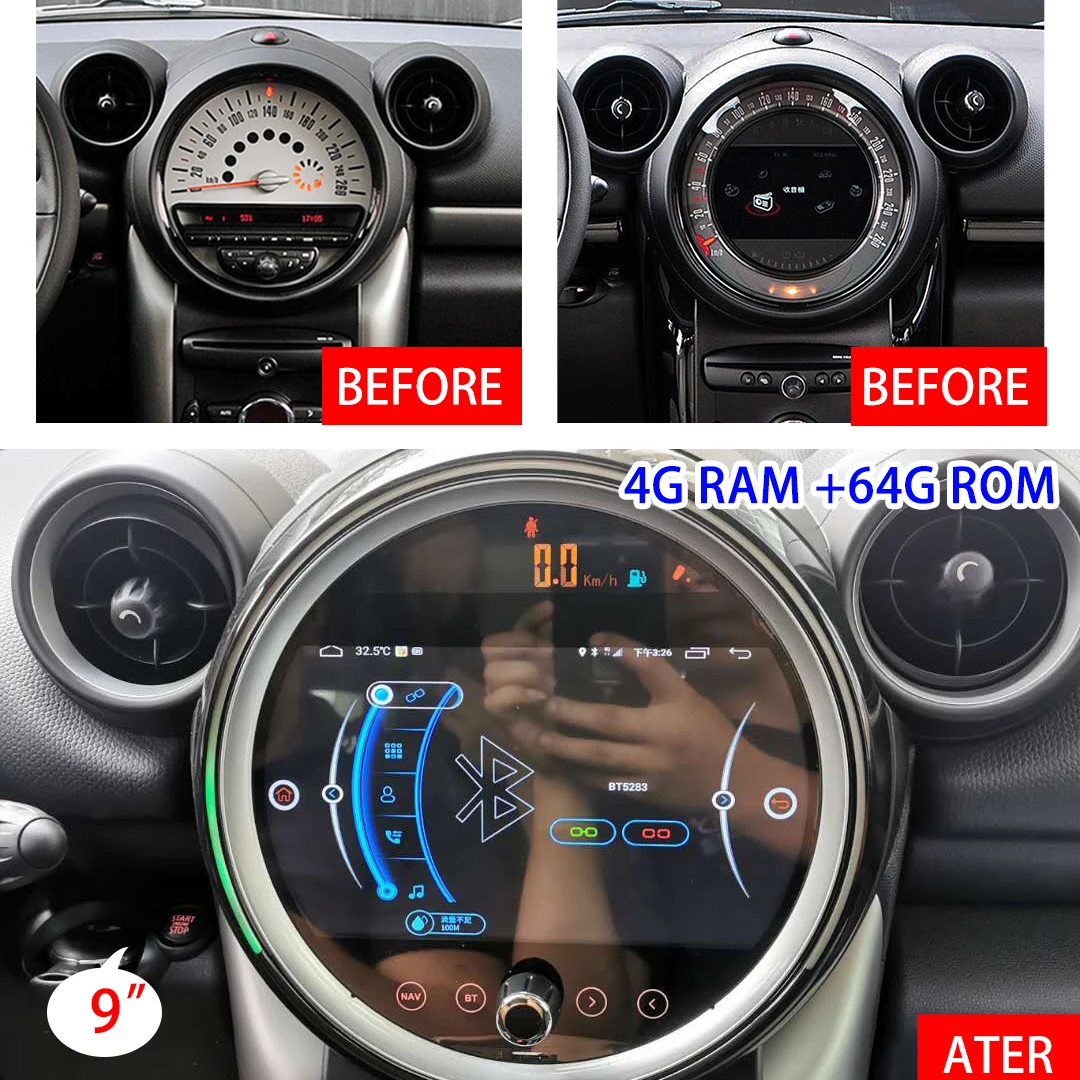 Car Multimedia Android 13.0 Player GPS For BMW Mini Cooper 2011-2016 R55 R56 Peaceman Clubman Convertible Navi Head Unit Stereo