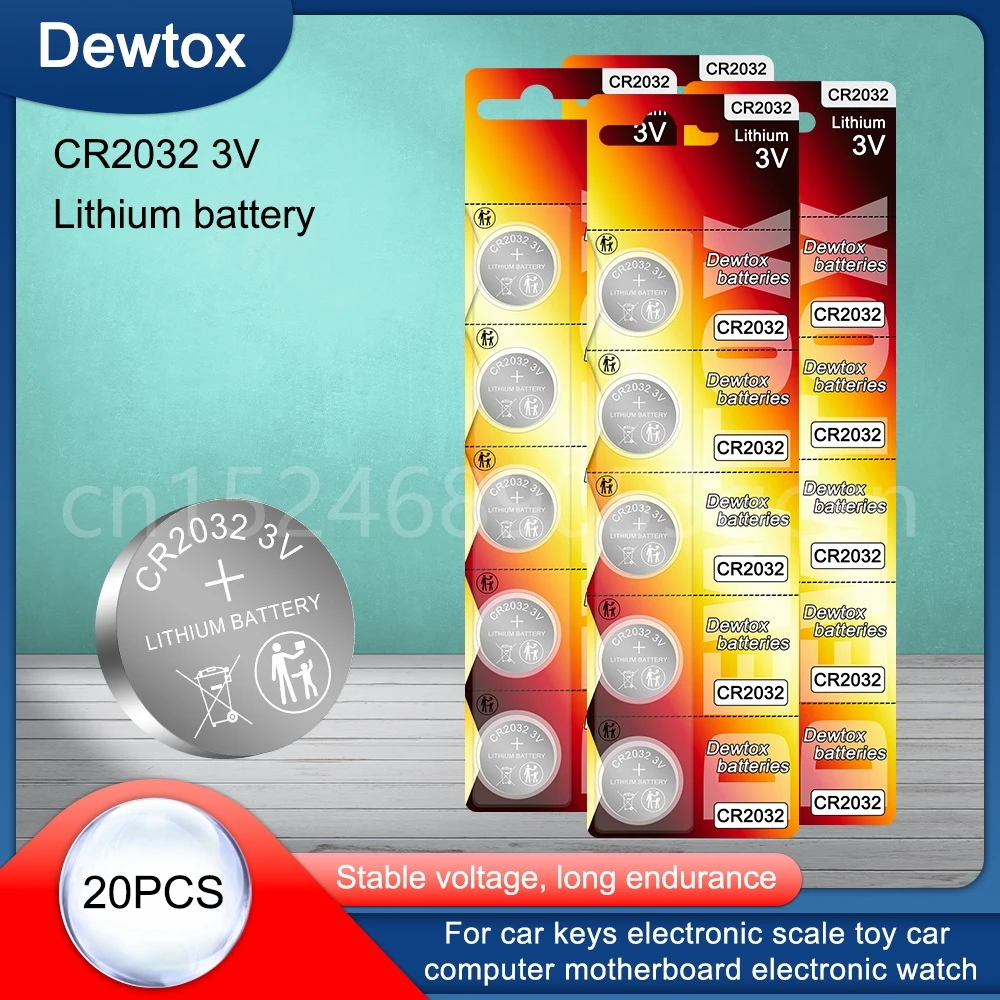 20 adet CR2032 3V lityum pil için DL2032 ECR2032 BR2032 oyuncak izle araba uzaktan kumanda hesap anakart düğme sikke cep