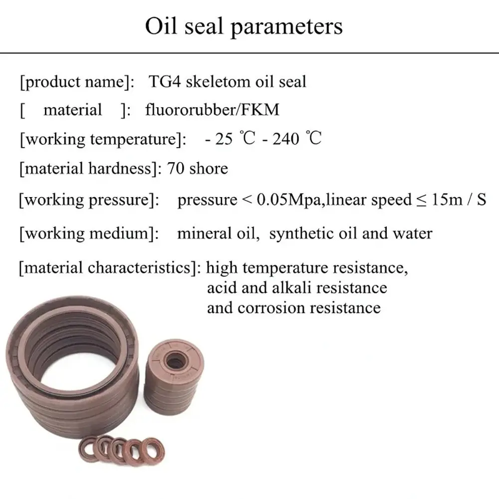 3Pcs ID 20mm OD 28-52mm FKM Skeleton Oil Seal FKM Fluoro Rubber High Temperature Resistant Fluoro Rubber Gasket Ring