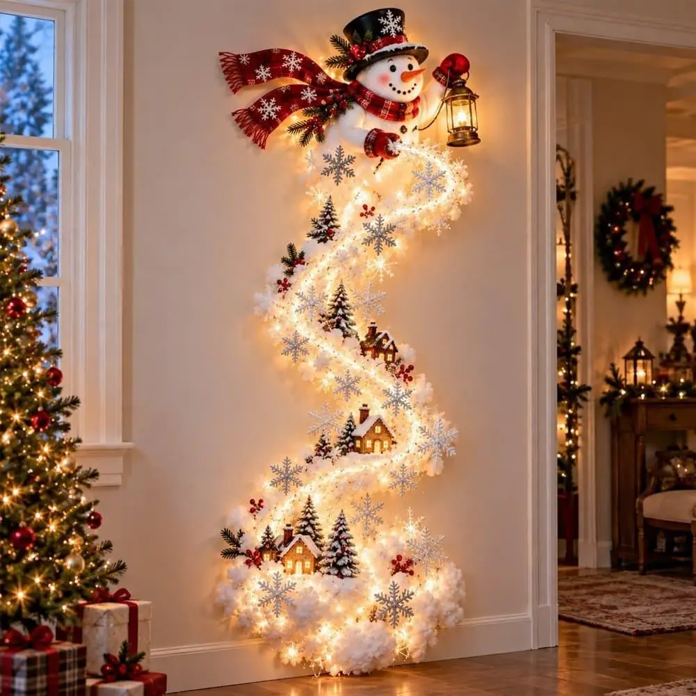 Christmas Magic Trail LED Wall Light Glowing Christmas Decorations Santa Sleigh Reindeer Hanging Decoration Xmas Party Supplies