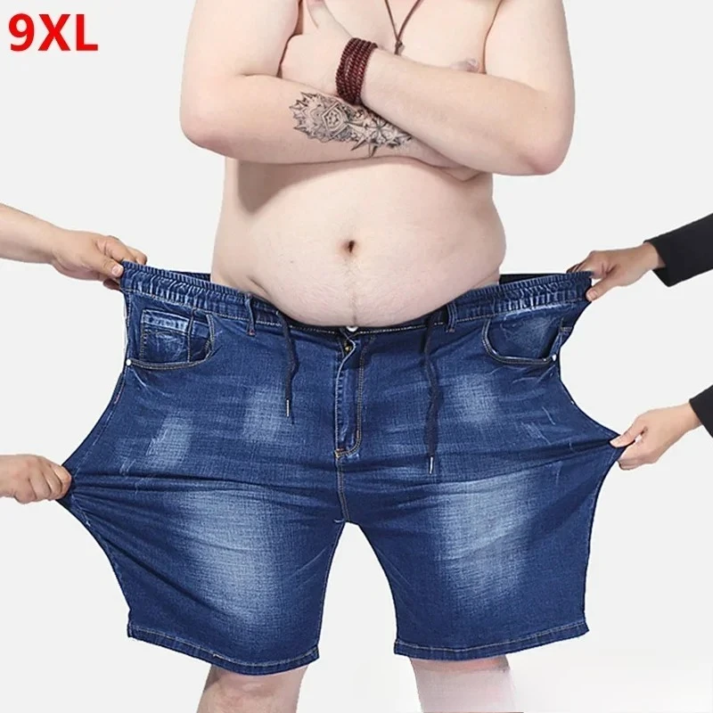 

Extra Large Size Men's Denim Shorts Oversized Men's Elastic Waist Knee Length Summer Loose Shorts Men Plus Size 9XL 8XL 7XL 6XL