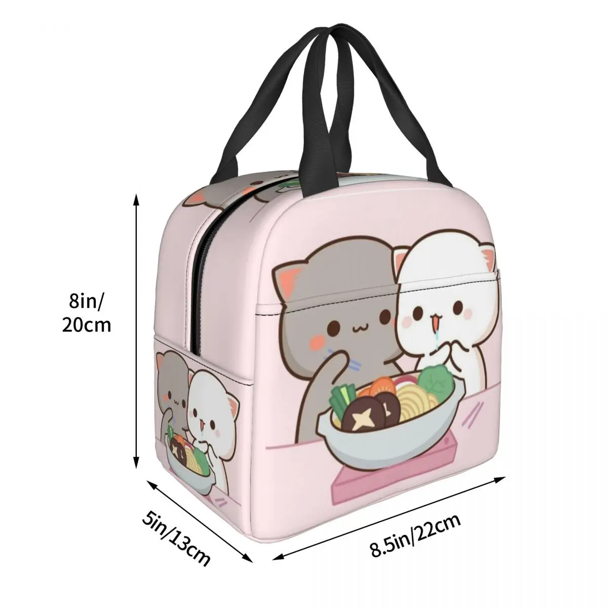 Cartoon Mochi Cat Peach And Goma Lunch Box Women Resuable Leakproof Cooler Thermal Food Insulated Lunch Bag Kids School Children