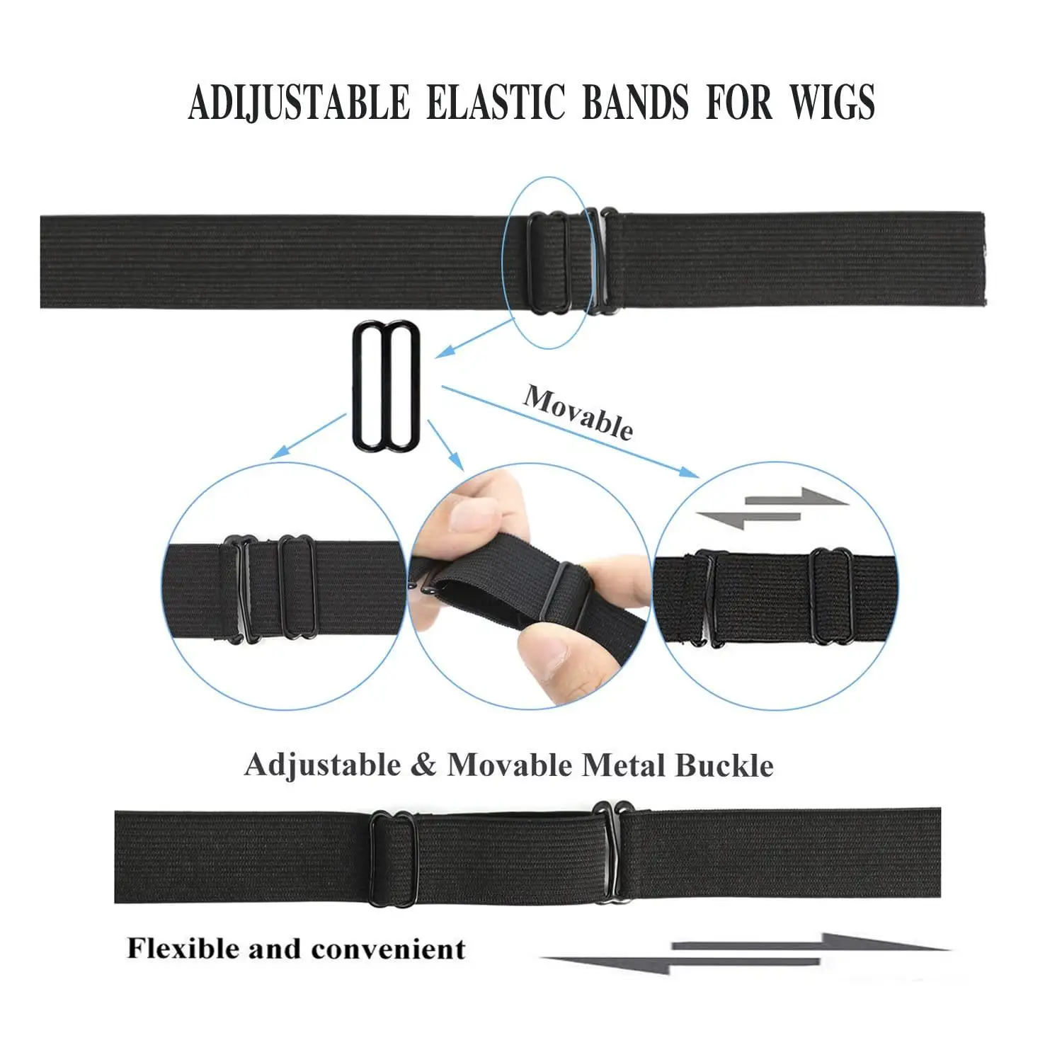 6pcs/Lot Elastic Bands for Wigs Adjustable Wig Bands for Keeping Wigs in Place Sewing Wig Making Accessories 2.5Cm, 3Cm, 3.5Cm