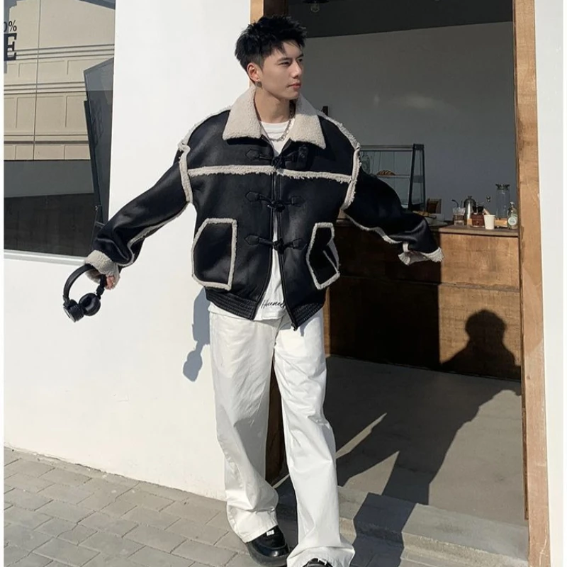 2026 Autumn Winter New Fashion American Retro Fur Integrated Lamb Wool Cotton Coat Men's Loose Casual Thick Warm Leather Jacket