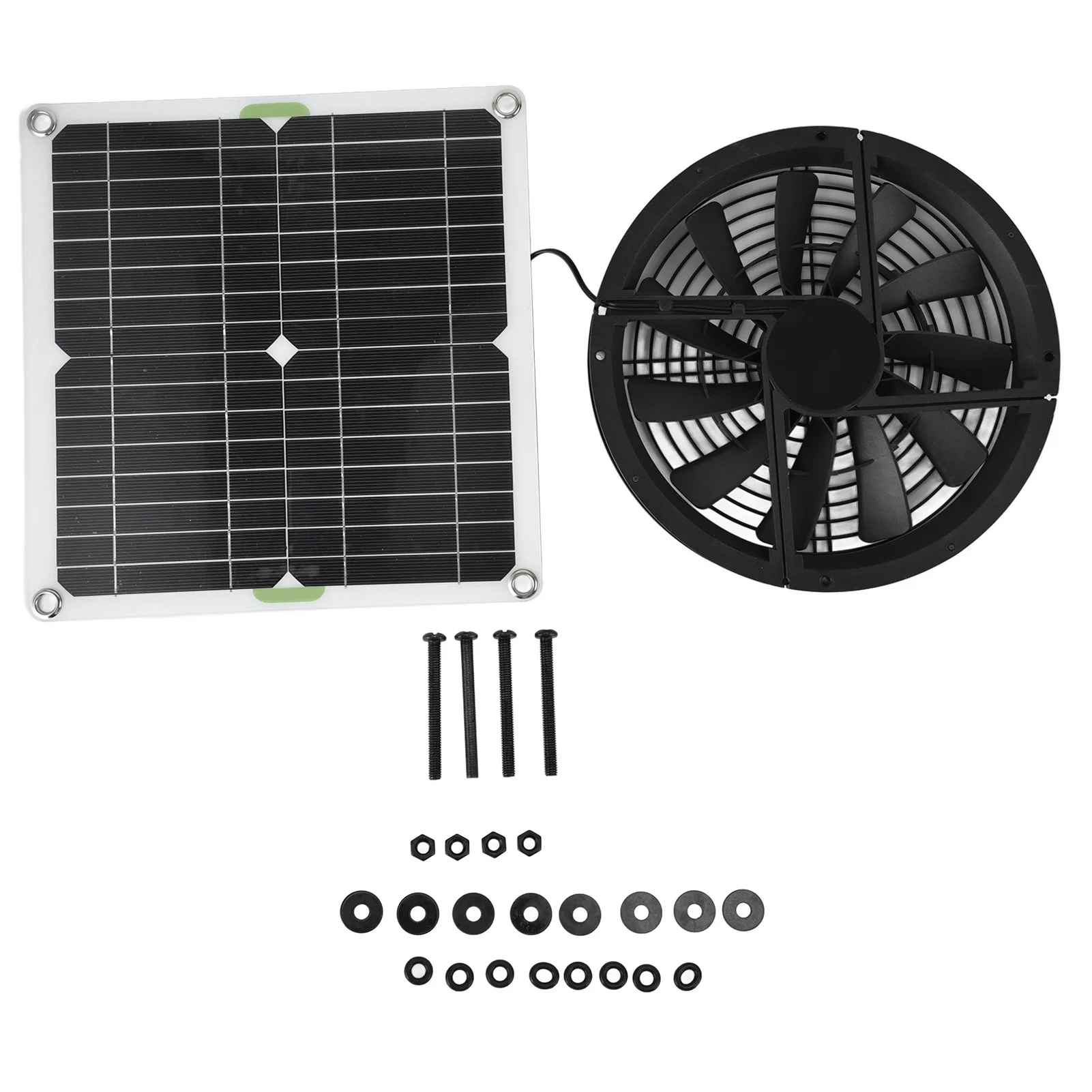 New Solar Panel Fan Kit 10in 100W Waterproof Solar Panel Round Ventilation Case Exhaust Fan for Chicken Coop Greenhouse Shed