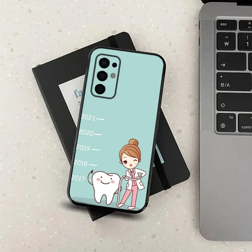 Cute Dentist Teeth Phone Case For Samsung Galaxy A13,A21s,A22,A31,A32,A52,A53,A71,A80,A91 Soft Black Cover