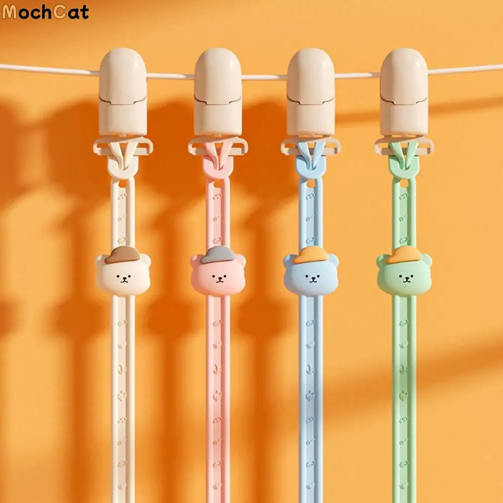 

Chewing Bite Soft Bear Toy Anti-drop Food Grade Non-slip Lanyard Pacifier Clips Chains Molar Chain Baby Pacifier Chain