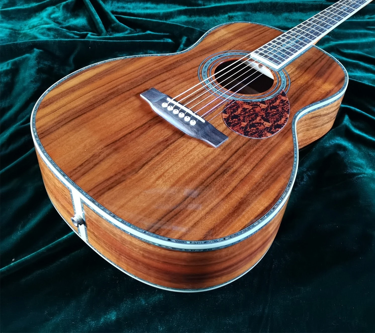 

New 00045 Acoustic Guitar Solid Koa Top Real Abalone Inlay with Pickups