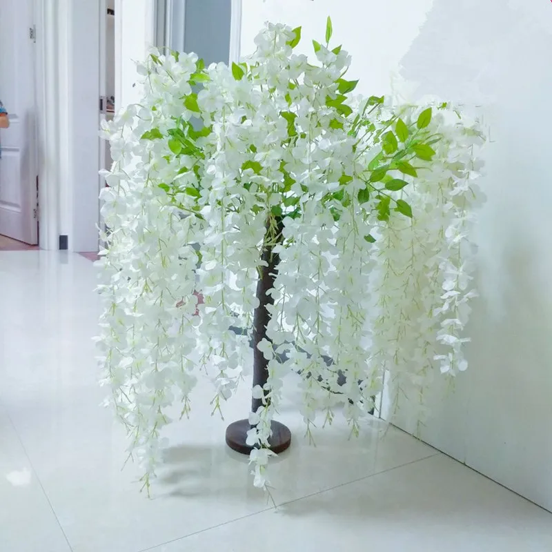 

Upscale Artificial Flowers Cherry Blossom Tree Wisteria Plant Potting For Christmas Wedding Stage Site Layout Home Decoration