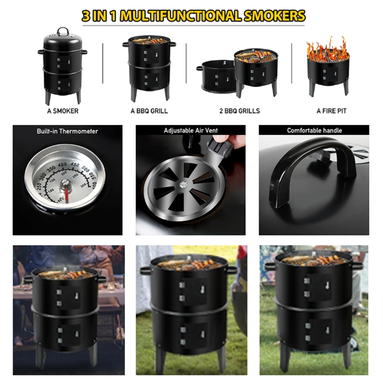 Vertical BBQ Grill Cooker Char - đánh giá và giá Outdoor Camping Fire Pit