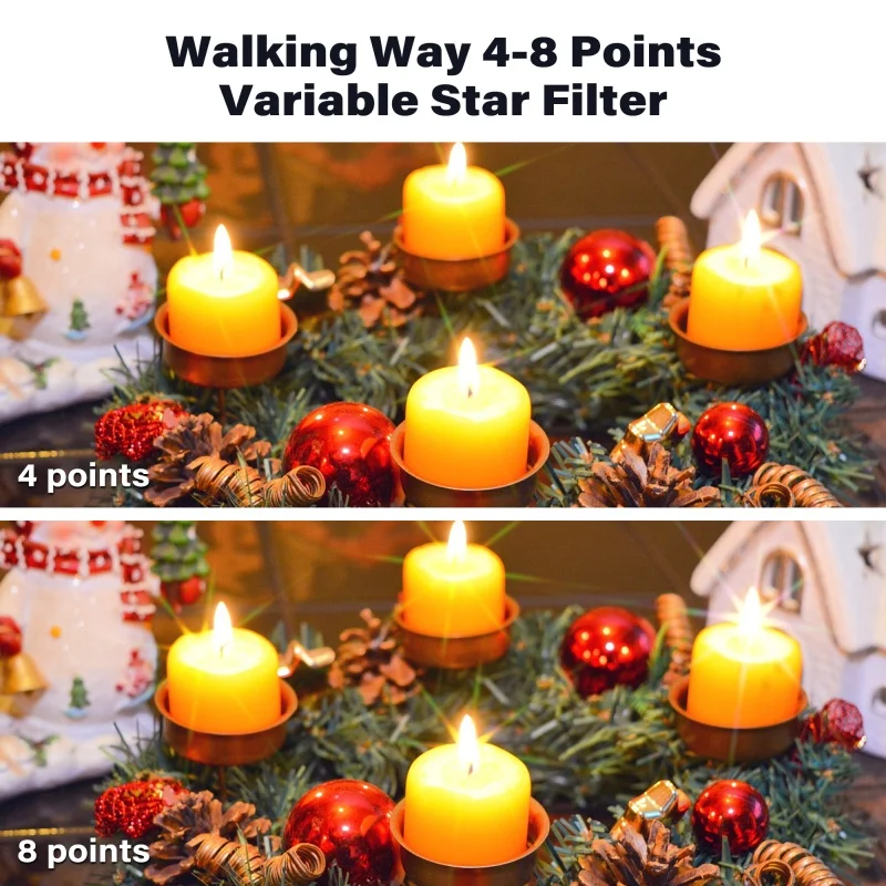 Walking Way 4-8 Point Variable Starburs Lens Filter 2 in 1 Camera Lens Star Filter Photography Lenses Accessories Filter
