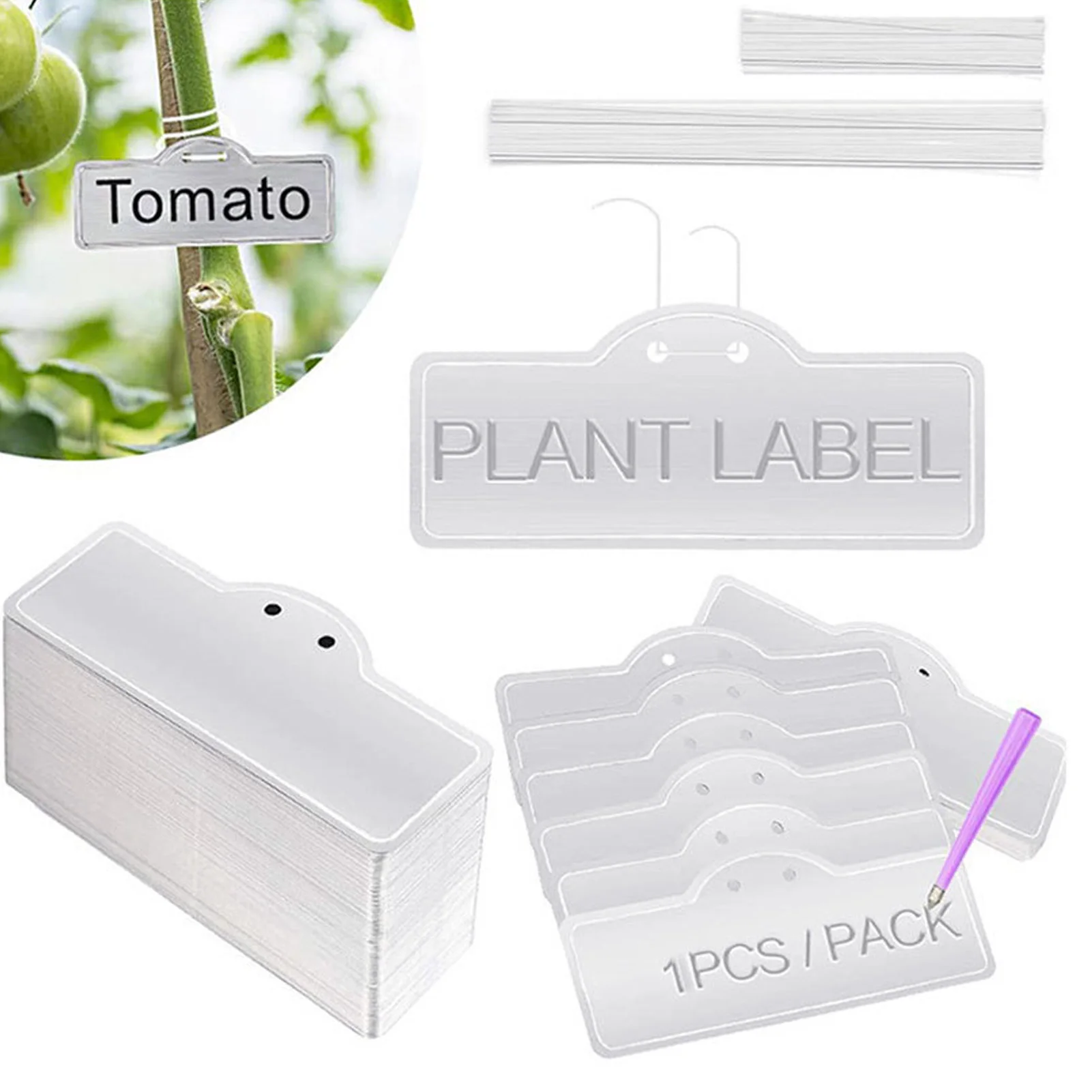 

100pcs Aluminum Plant Signs Tags with Twist Ties Waterproof Gardening Horticultural Plant Tag For Flower Landscape Designer