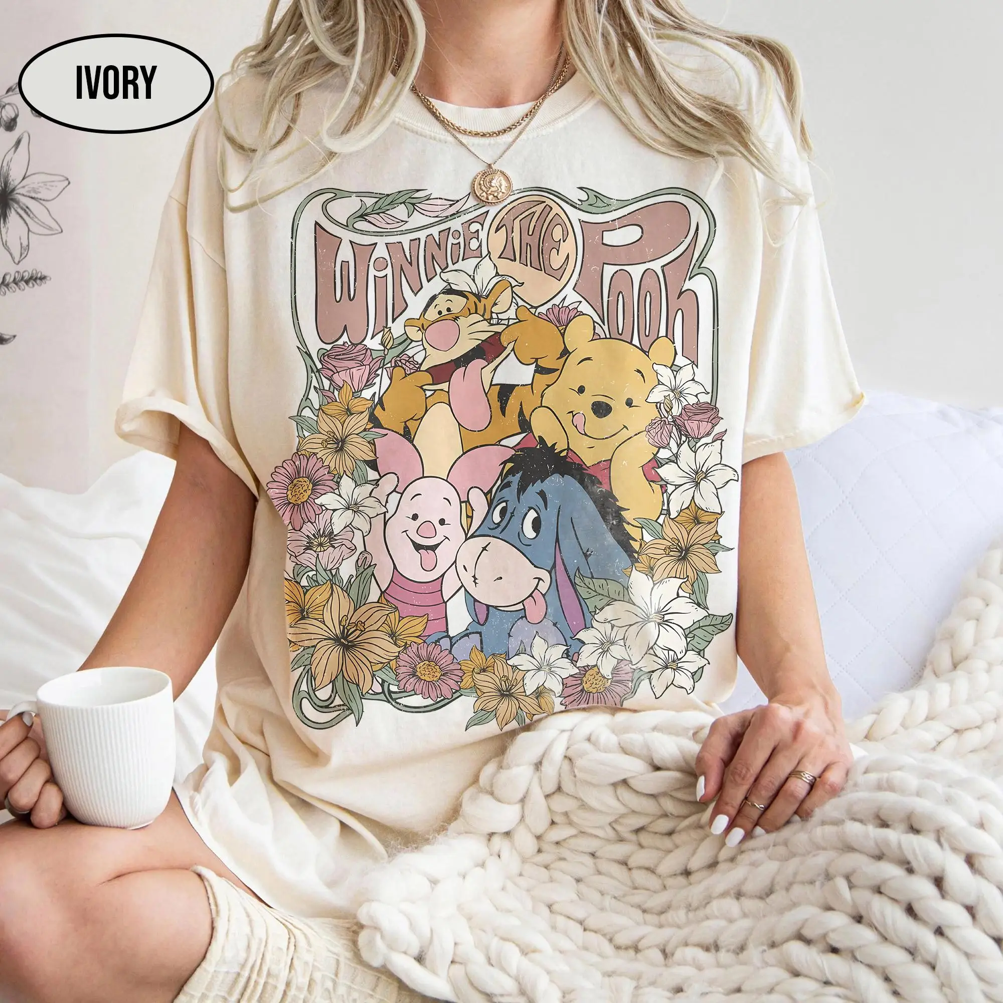 

Женская классическая футболка больших размеров с изображением Винни-Пуха от Disney, футболка для отдыха в Диснейленде, уличная одежда из чистого хлопка, оверсайз