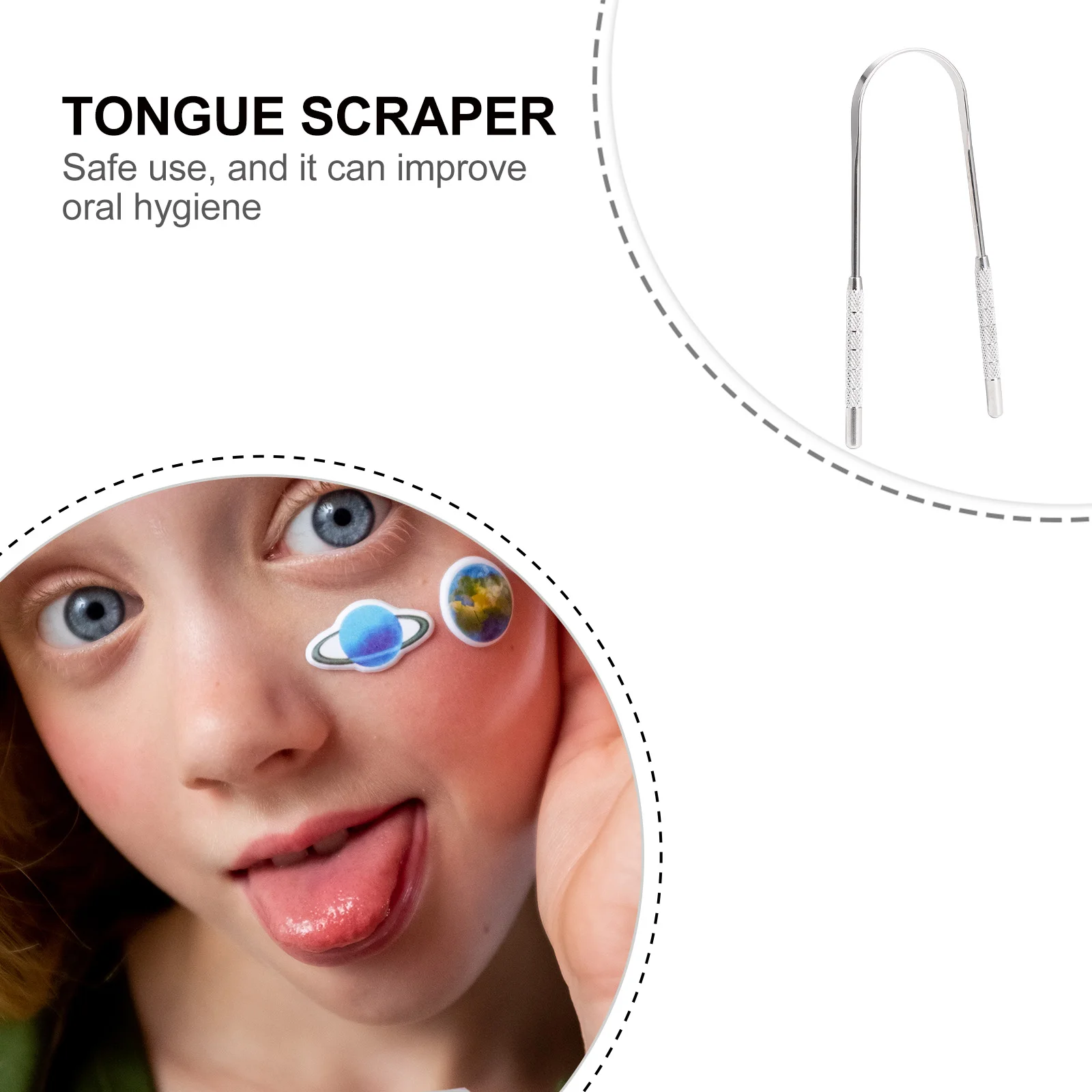 

2pcs Tongue Stainless Steel H Bad Breath Scraper Tongue Clean Scraper Ergonomic for Adults Kids al Hygiene Tool