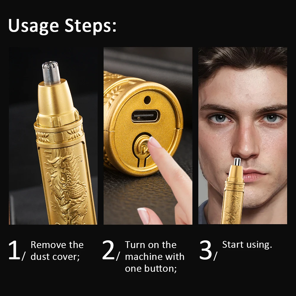 الرجال الكهربائية الأذن والأنف الشعر المتقلب 360 الدورية المزدوجة شفرة ماكينة حلاقة كهربائية المهنية الأذن الأنف مقص الشعر شعر الوجه #5