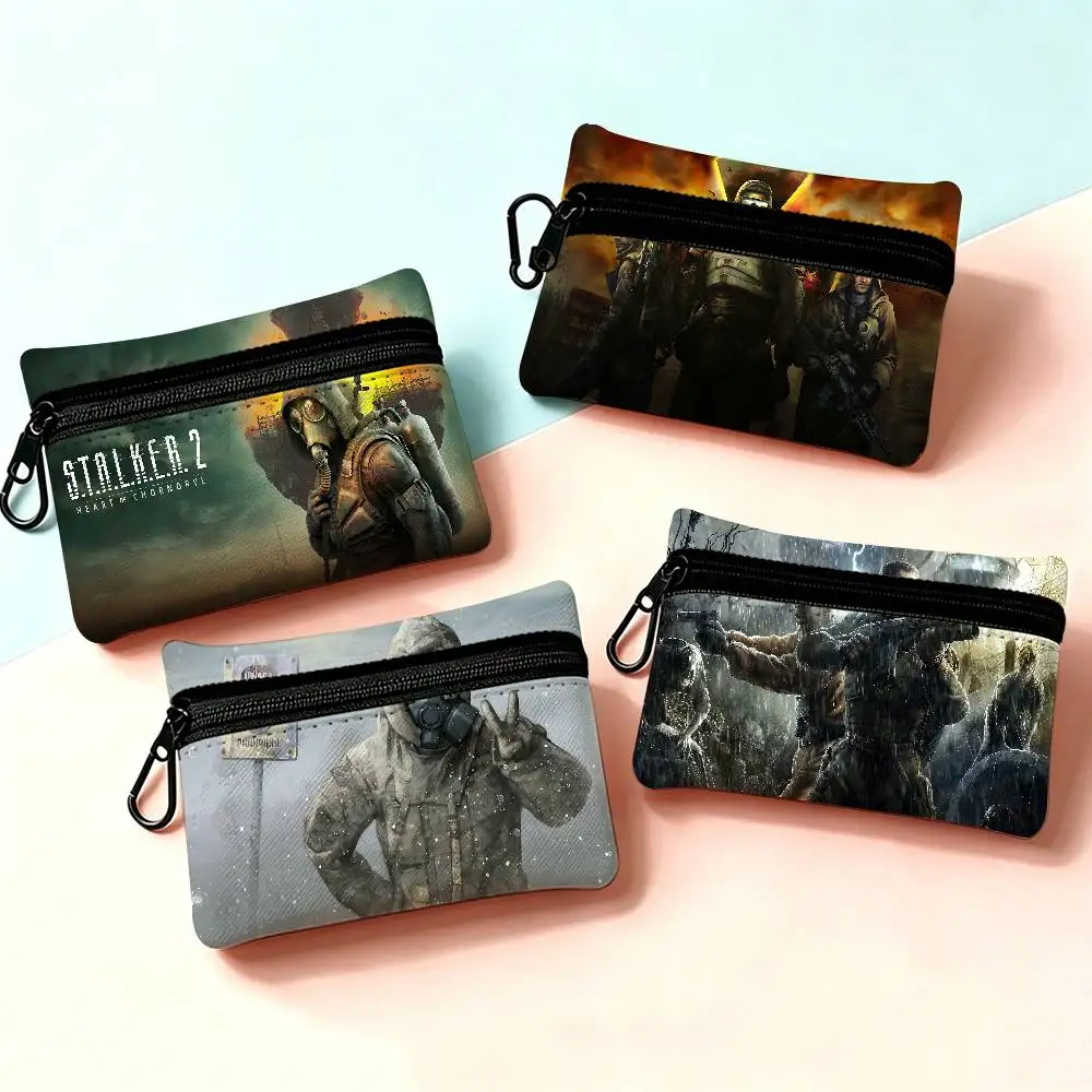 Horror Game S-Stalker Oxford Fabric Mini Coin Wallet Smooth Zipper Hanging Design Multi-use Small Storage Bag For Travel
