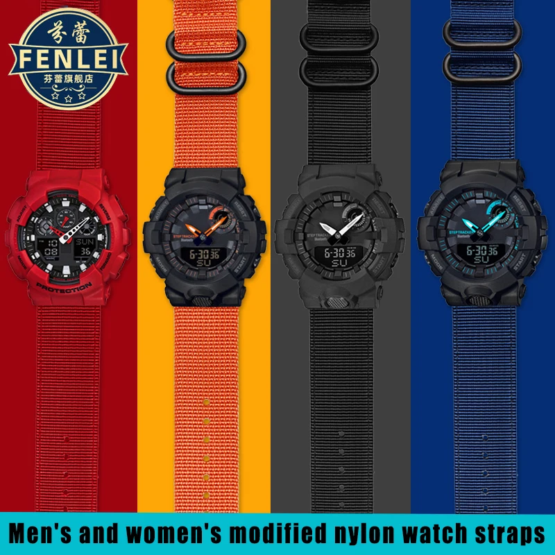 سوار ساعة قماشي محدب معدل للرجال ، سوار نايلون منسوج للرجال ، كاسيو من من من من من من من قماش من قماش من القماش ، هوب ، GA800 ، GA800 ، حزام ، 16