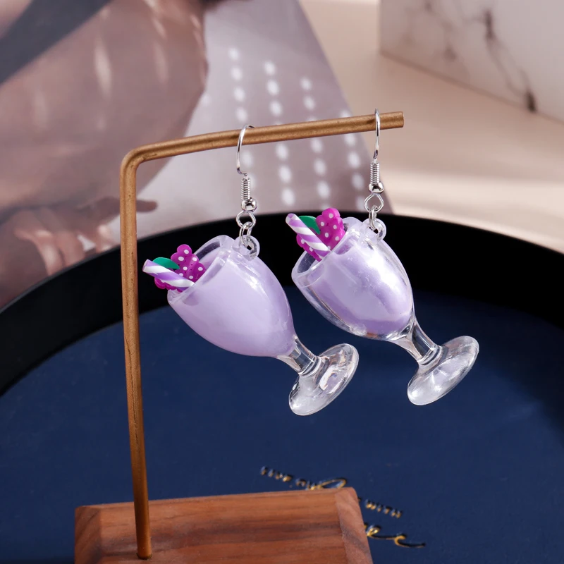 Aihua Neue Mode Lila Gummibärchen Herz Eis Trinken Baumeln Ohrringe Für Frauen Pilz Würfel Stern Urlaub Schmuck Geschenke – Detail 3