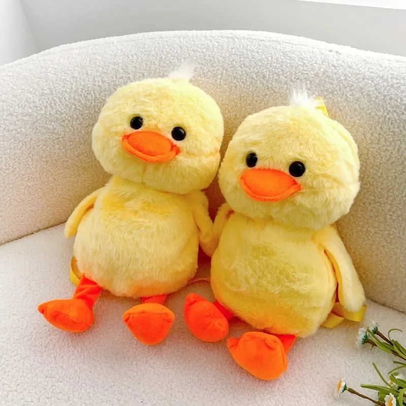 33cm Small Yellow Duck Plush Backpack Kawaii Stuffed Animal Duck Bag Cartoon Cute Soft Schoolbag Girls Children\'s Day Gifts