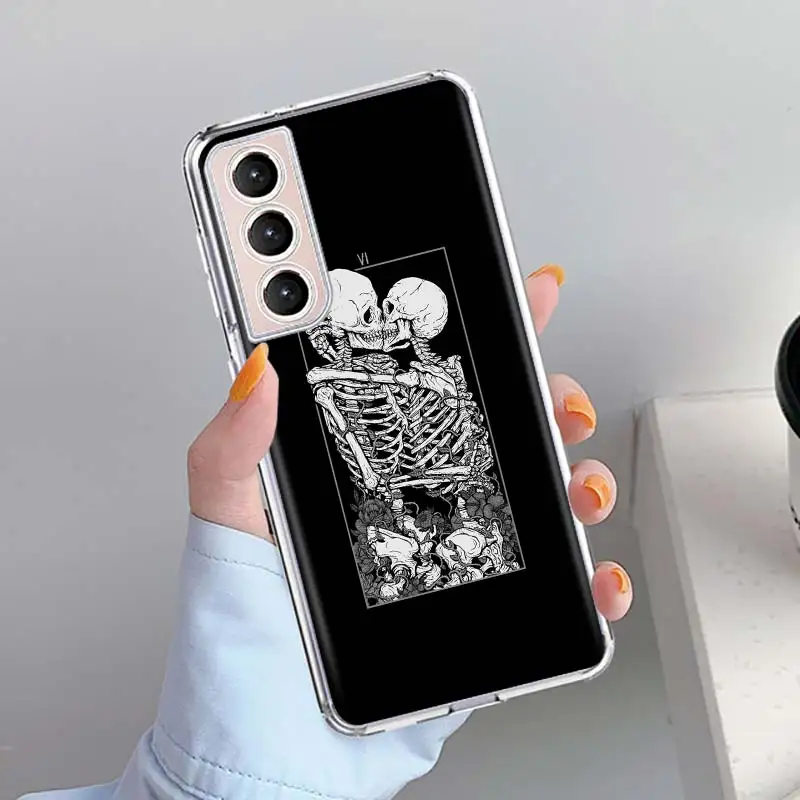 Skeleton Skull Tarot Card Phone Case Shell For Samsung Galaxy S24 S23 S22 Ultra S21 Plus S20 FE S10 S10E S9 S8 + Cover Capa Fund