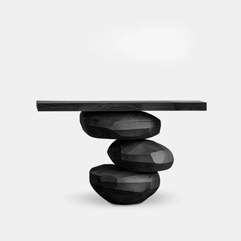 

Sandy Wind Solid Wood Entrance Table Designer High-end Entrance Table Against the Wall End View