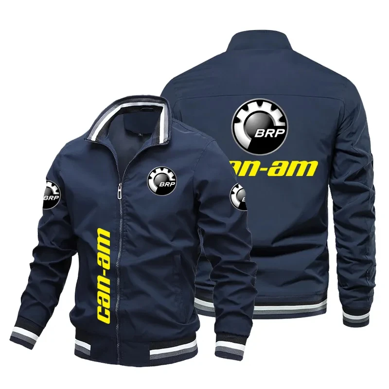 New Men\'s Harajuku Street Jacket BRP can - am Logo Printed Zip Hip-hop Baseball Windproof Motorcycle