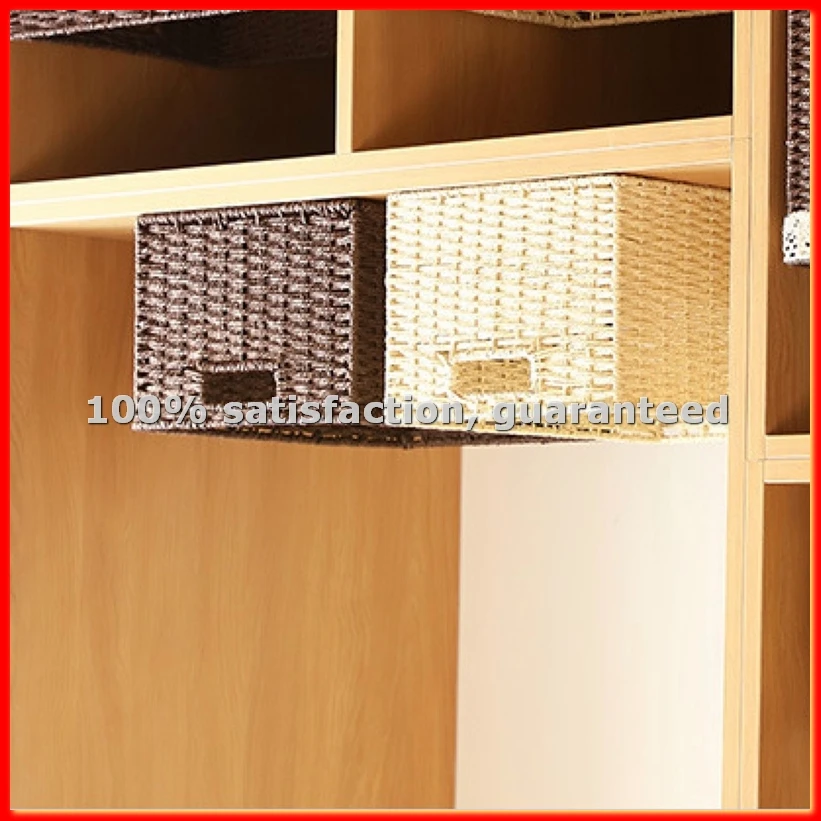 

Woven Storage Basket Basket with Built-in Handle Paper Rope Basket Brown-A13G