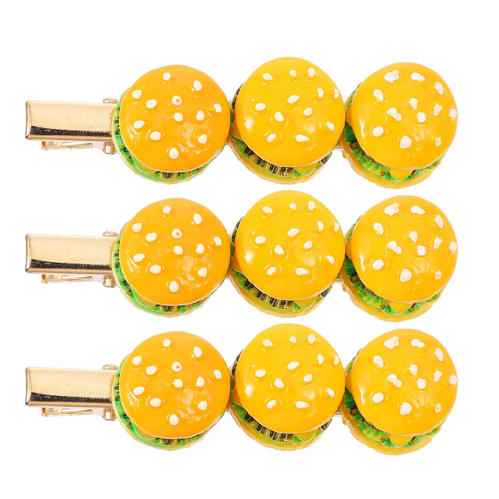 

Набор из 3 заколок для волос для девочек в форме бургера, изящные заколки-шпильки для повседневного использования, свадеб и вечеринок, нескользящий дизайн